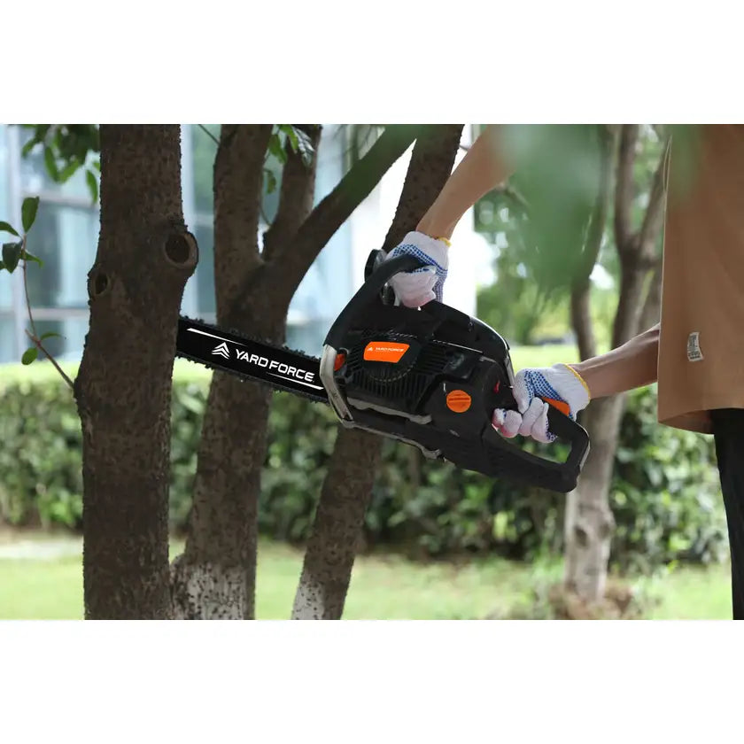 Yard Force Chainsaw 55cc Petrol with Gloves & Earmuffs